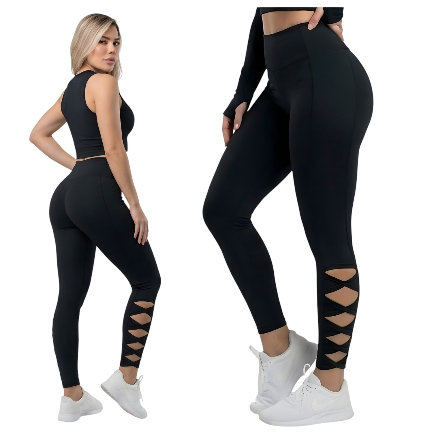 Leggins Supplex con diseño de moños laterales