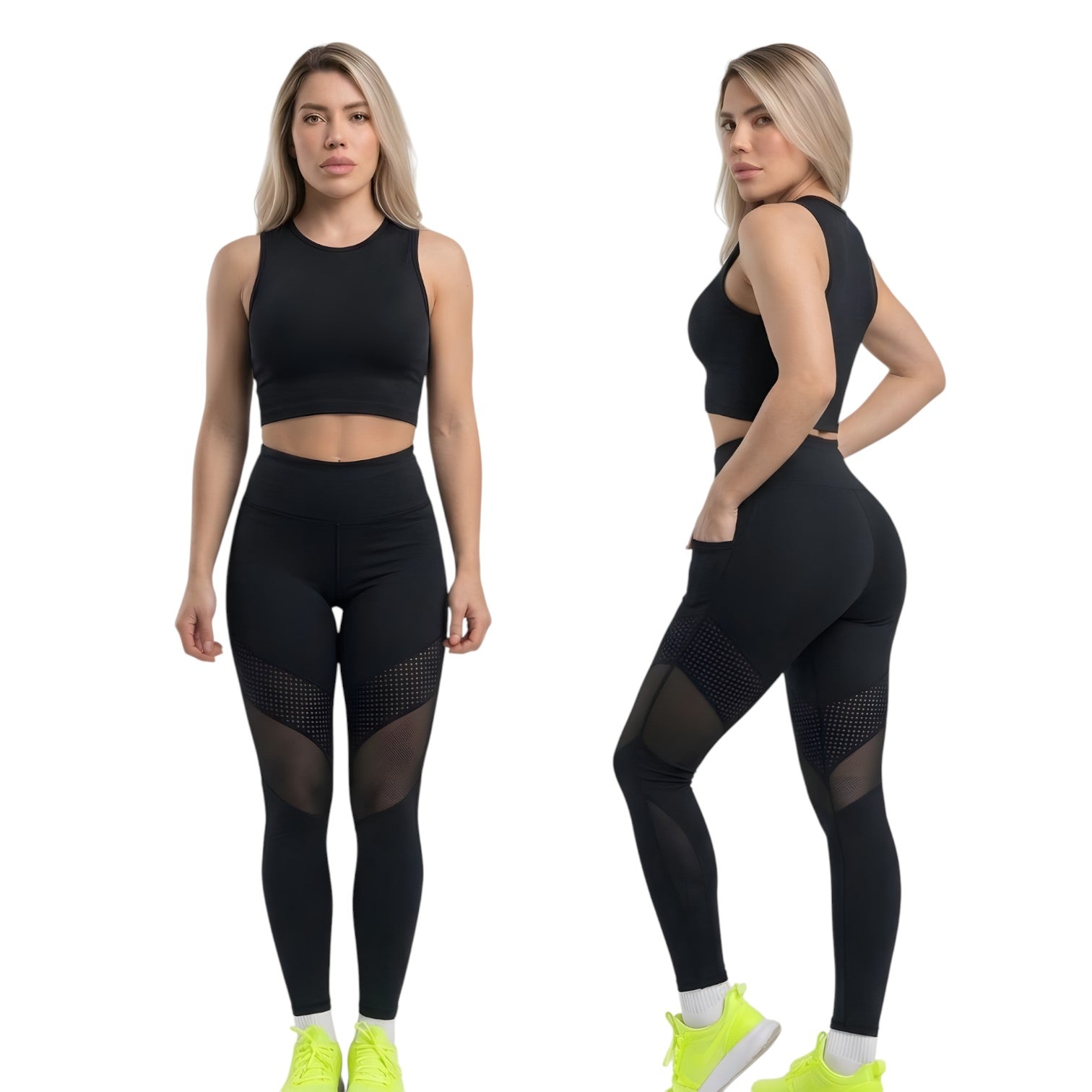 Legg Combinado Supplex con diseño asimétrico, transparencias y bolsas laterale